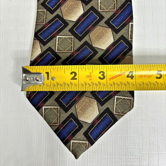 Chez Roffe Mens Silk Necktie Geometric Textured Preppy Wide Made USA Formal - Picture 2 of 6